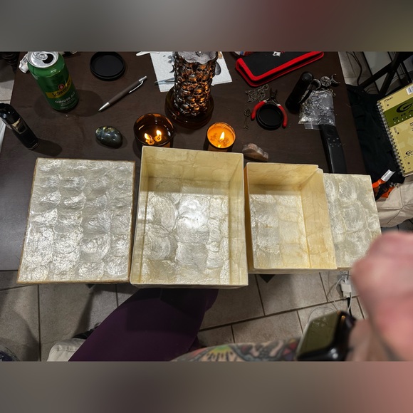 Capiz Shell Stackable Boxes - Picture 2 of 6